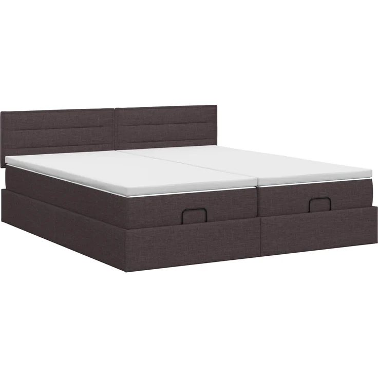 vidaXL Ottoman Bett mit Matratze mit Kopfteil 2 pcs Dunkelbraun Stoff 3456673 – Bild 8