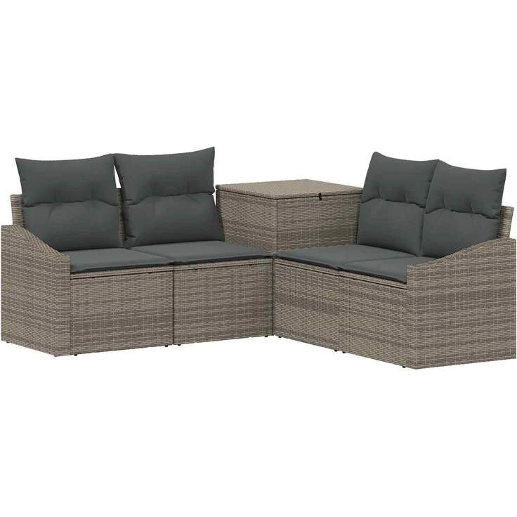 vidaXL Sofa Set 5 stk. Grau und Dunkelgrau Polyrattan und Stahl 3447820 – Bild 2