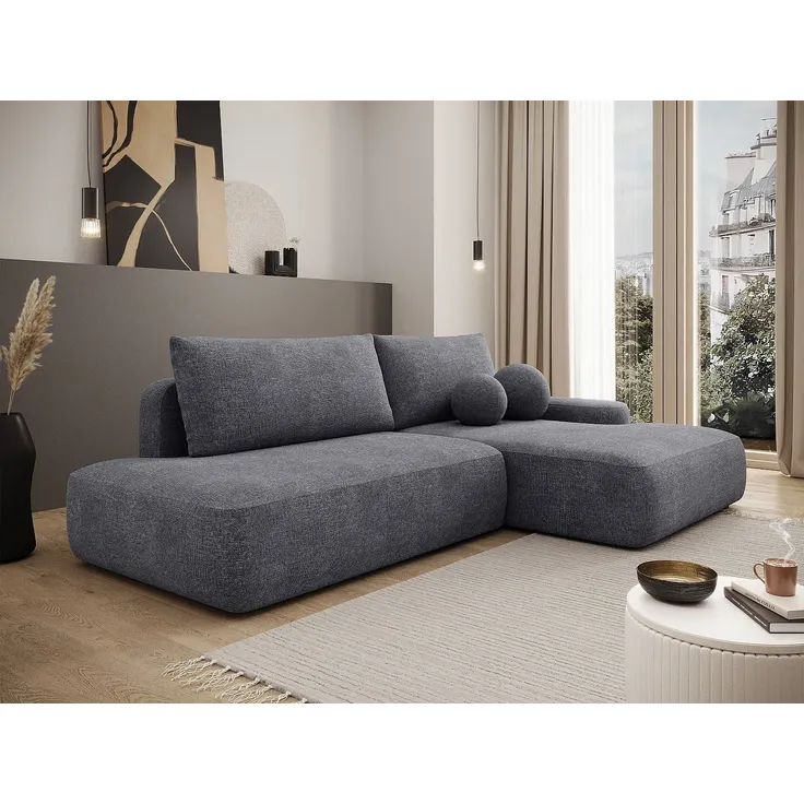 Vente-unique - DAVISO Sofa Stoff Grau - B 164 cm x H 87 cm x L 276 cm