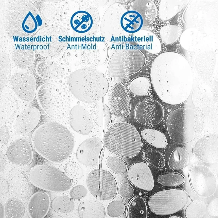 Duschvorhang 3D Steinmuster Eva Transparent Wasserdicht 120x200cm 8 Ringe – Bild 5