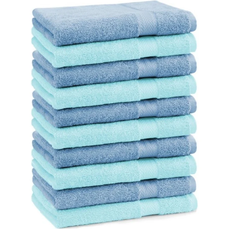 Betz Gästehandtücher 10 Stück Gästehandtücher Premium 100% Baumwolle Gästetuch-Set 30x50 cm Farbe türkis und hellblau, 100% Baumwolle – Bild 1