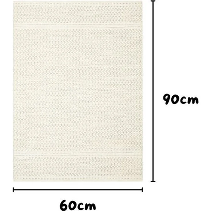 Wohnando Teppich MY-RUG Teppich Nordic Wool,90x60,Natur-Weiß aus Wolle&Baumwolle, rechteckig, Höhe: 0 mm, handgewebt, Natürliches Material, Boho-Stil, wendbar – Bild 4