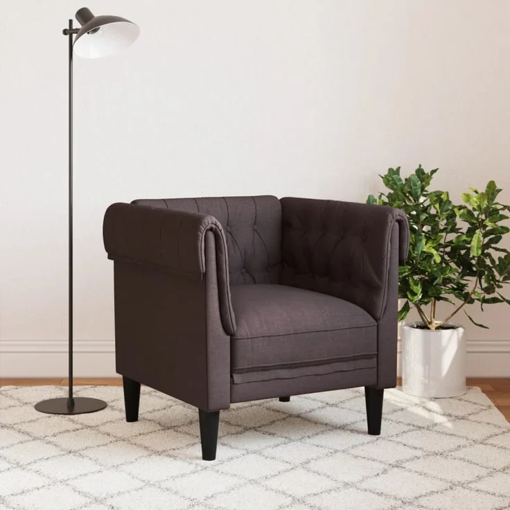 vidaXL Chesterfield-Sessel Dunkelbraun Stoff 372541 – Bild 3