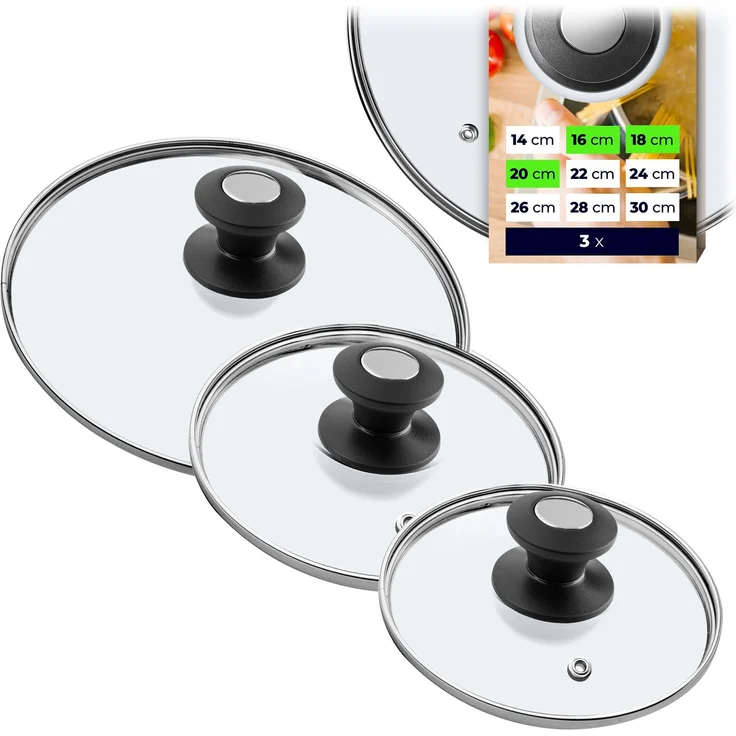 KADAX Glasdeckel-Deckelset 16/18/20 cm – Bild 1