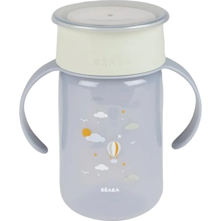 Béaba, 360°-Lerntrinkbecher mit Tropfstopp-Scheibe, patentiertes auslaufsicheres System, ab 12 Monaten, abnehmbare Griffe, mit Hygienedeckel, robust und leicht, 340 ml, Adventure – Bild 1