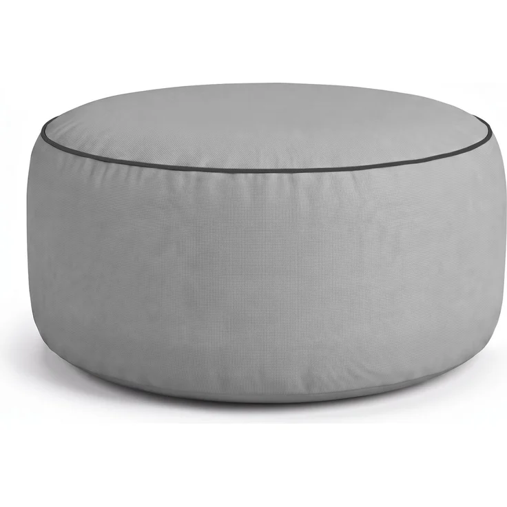 Sitzpouf - Indoor/Outdoor - Sitzkissen Ø54 cm x 26 cm - wasserabweisend ( Lotusblüteneffekt ) - Platzsparend / Innovativ - Innenkissen aufblasbar - Belastbar bis 100kg Hellgrau – Bild 9