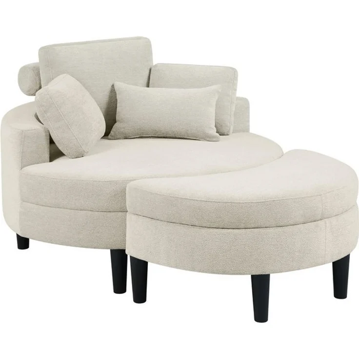ATLANTIC home collection Loveseat Ravi, B: 114 cm, XXL- Sessel, mit Stauraumhocker, Rückenstütze & 4 Zierkissen – Bild 4
