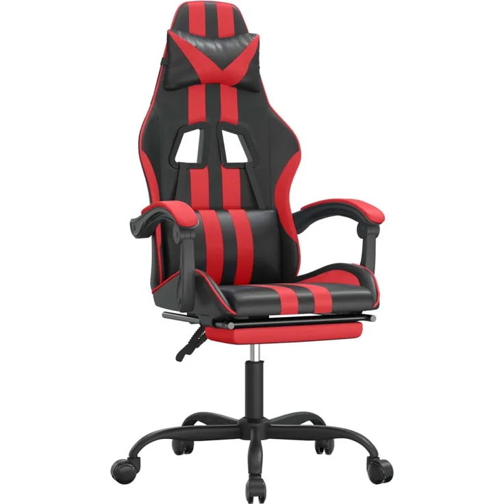 vidaXL Gaming-Stuhl mit Fußstütze Schwarz und Rot Kunstleder, Drehbar [3143831]