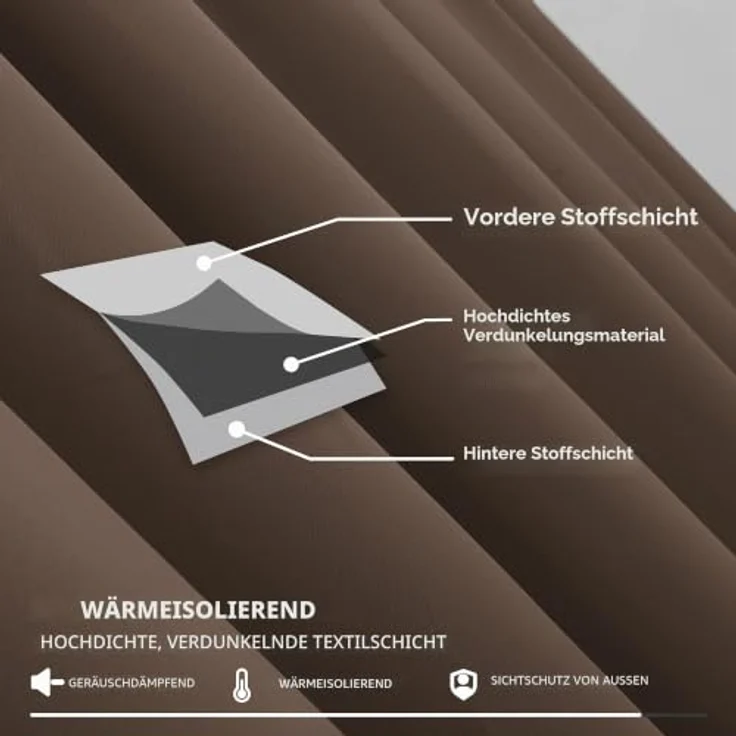 Deconovo Blickdichte Vorhänge mit Kräuselband Gardinen Extra Lange Braun | 2er Set, H 290 x B 140 cm, Thermogardine, Wohnzimmer und Schlafzimmer Gardinen, für Thermal Curtains, Übergardinen – Bild 6