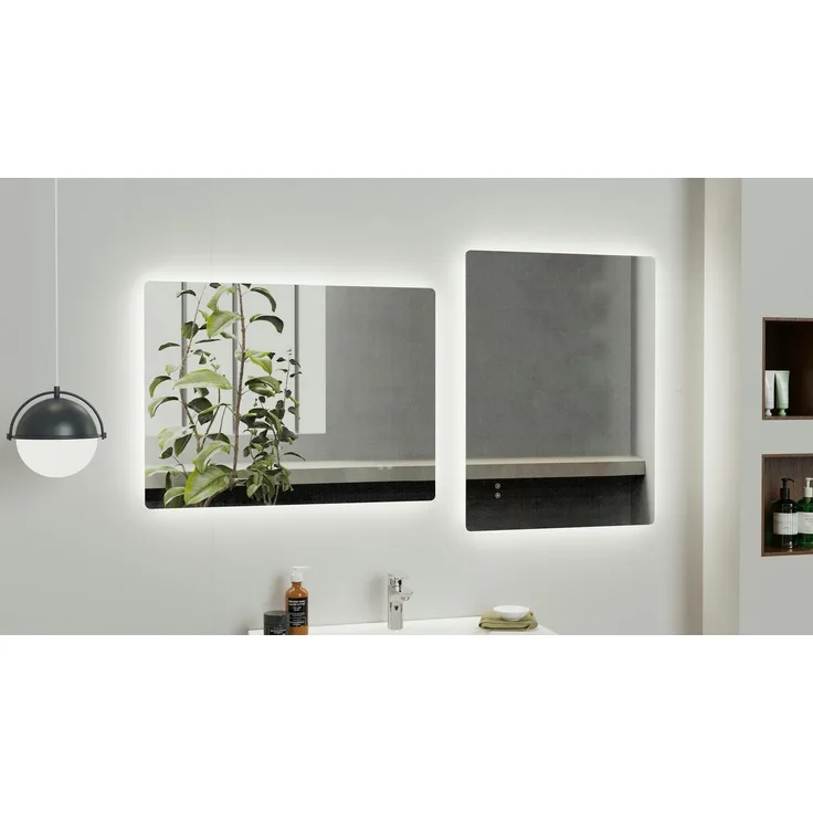 welltime LED-Lichtspiegel Toledo eckig, Spiegel mit LED Beleuchtung, Badspiegel, mit Anti-Fog Beschichtung