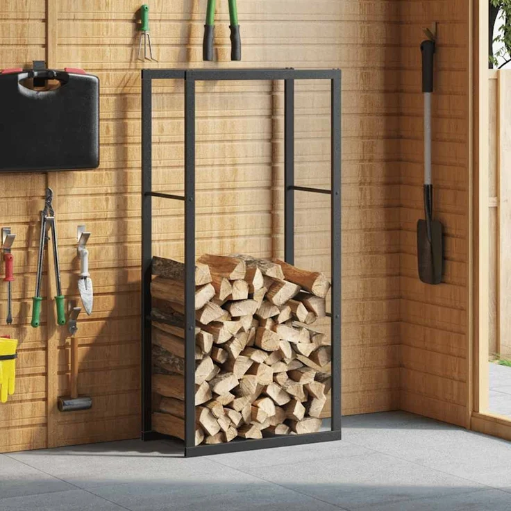vidaXL Brennholzregal Schwarz 55x30x116 cm Stahl 4018465 – Bild 2