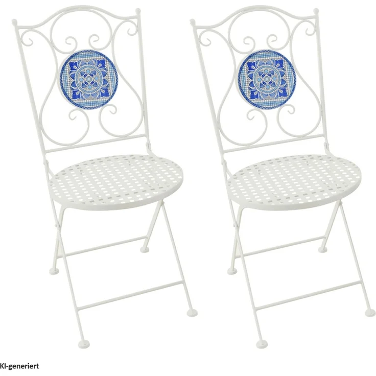 HTI-Living Garten-Essgruppe Sitzgruppe Metall Bistro Set Santorin für Balkon und Terrasse, (Set, 3-tlg, 1 Tisch 2 Stühle), Sitzgruppe Essgruppe Balkonset – Bild 7