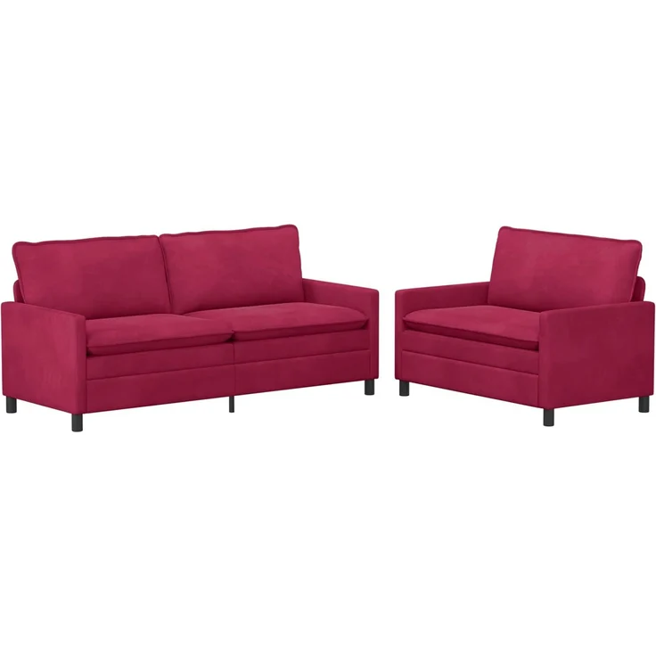 vidaXL Sofa Set 2 pcs Weinrot Samt 3417131 – Bild 2