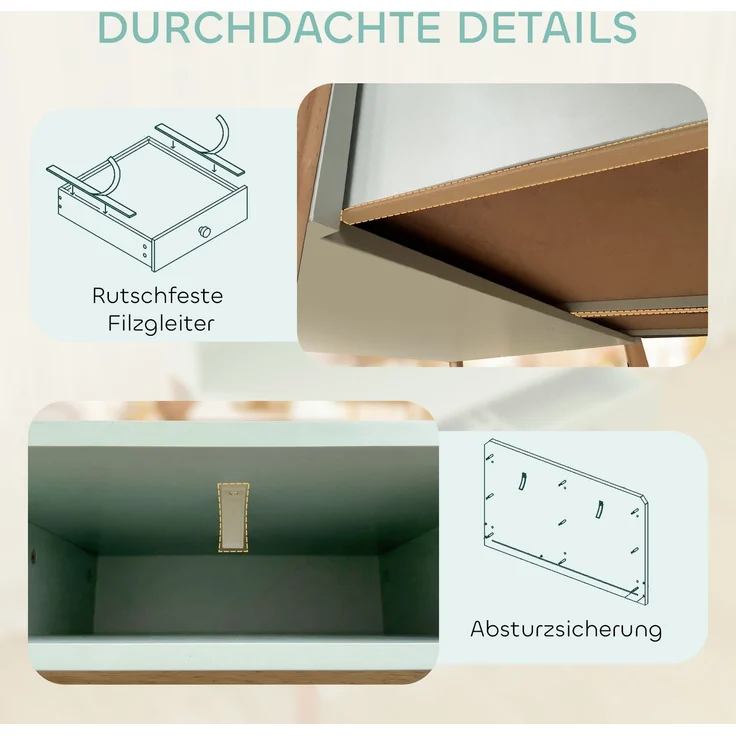 AIYAPLAY Kindertisch, MDF, Kiefernholz, Grün, 90L x 52B x 105H cm – Bild 7