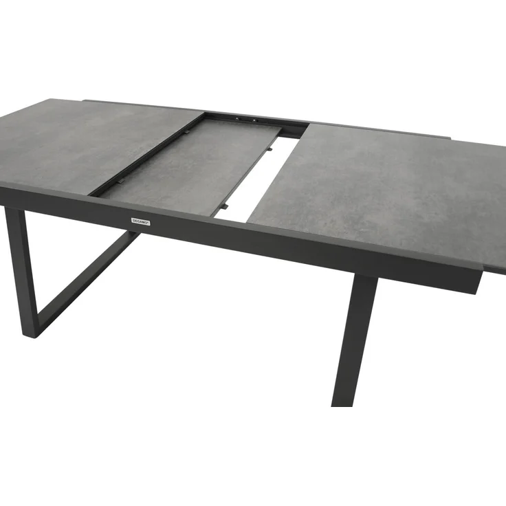 DEGAMO REIMS IV Gartengarnitur, Alu + Keramikoptik, anthrazit, 9-teilig grau (8x Stapelsessel, 1x Ausziehtisch 180/240x100cm) – Bild 8