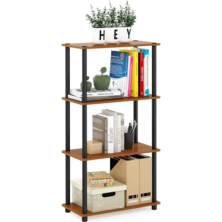 Furinno Turn-N-Tube 4-Stufe Mehrzweck-Regal, Kirsche/Schwarz, 59. 9 (Breite) x 109. 9 (Höhe) x 29. 7 (Tiefe) cm – Bild 1