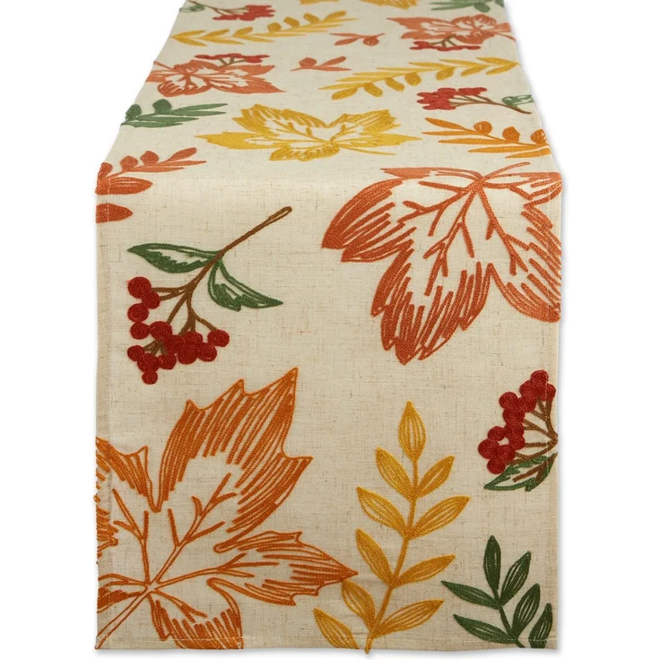 DII Herbst-Tischdekoration, bestickte Tischplatte für Thanksgiving, Esszimmer, Tischläufer, 35,6x178,9 cm, verstreute Blätter