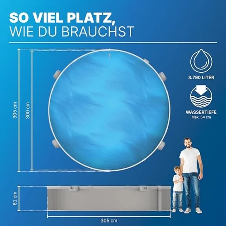 Bestway® Tanx™ Stahlwandpool-Set mit Filterpumpe Ø 305 x 61 cm Grau rund – Bild 4