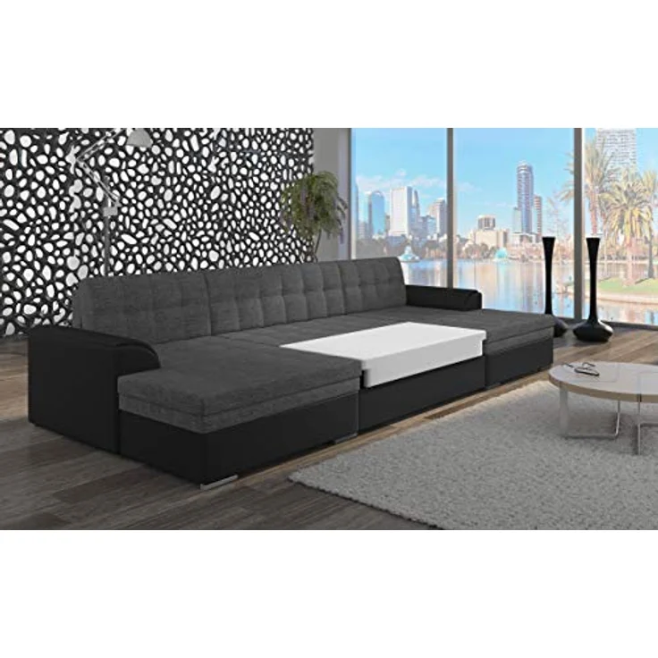 Menzzo Vento Schlafsofa, Stoff, Schwarz/Grau, 365 – Bild 2