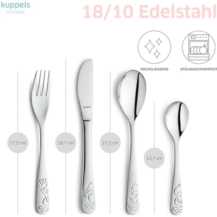 Kuppels DUCK Kinderbesteck Set 4-teilig hochglanzpoliert – Bild 6