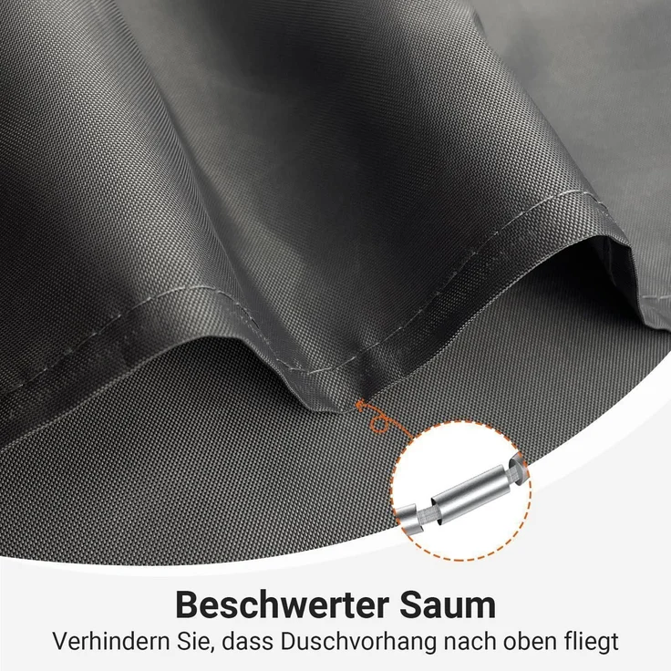 Duschvorhang Polyester Antischimmel Dunkelgrau 80 x 200 cm – Bild 6