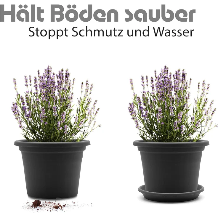 BigDean Blumentopfuntersetzer 20 Stück Topfuntersetzer Ø 19,5 cm in Anthrazit Made in Europe, Zubehör für Pflanztöpfe, Set, 20-tlg, Klassische Blumentopfuntersetzer, Zeitlos im Design, Robust – Bild 6