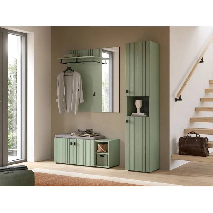 Sitzbank inkl. Sitzkissen (B/H/T: 106x43x37 cm) in Smoke Green Nachbildung – Bild 5