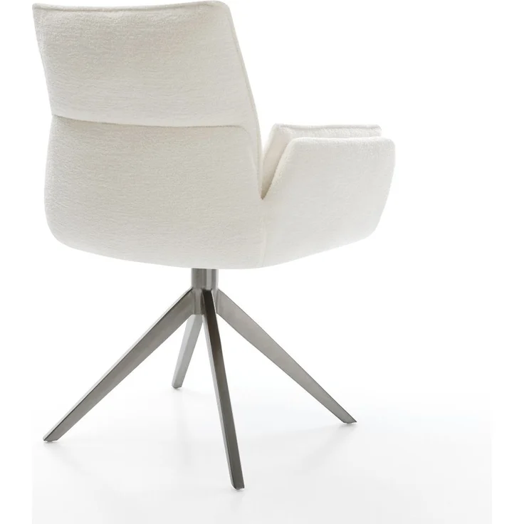 Drehstuhl Nela-Flex Bouclé Soft Beige Kreuzgestell breit Graphit 360° drehbar Wippfunktion – Bild 5