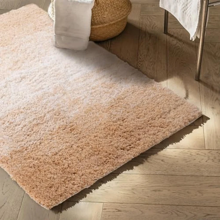 Floordirekt Badematte Wave, Rund 50 x 80 cm, rutschfest und waschbar, Beige/Weiß, schadstoffgeprüft mit hohem Flor – Bild 2
