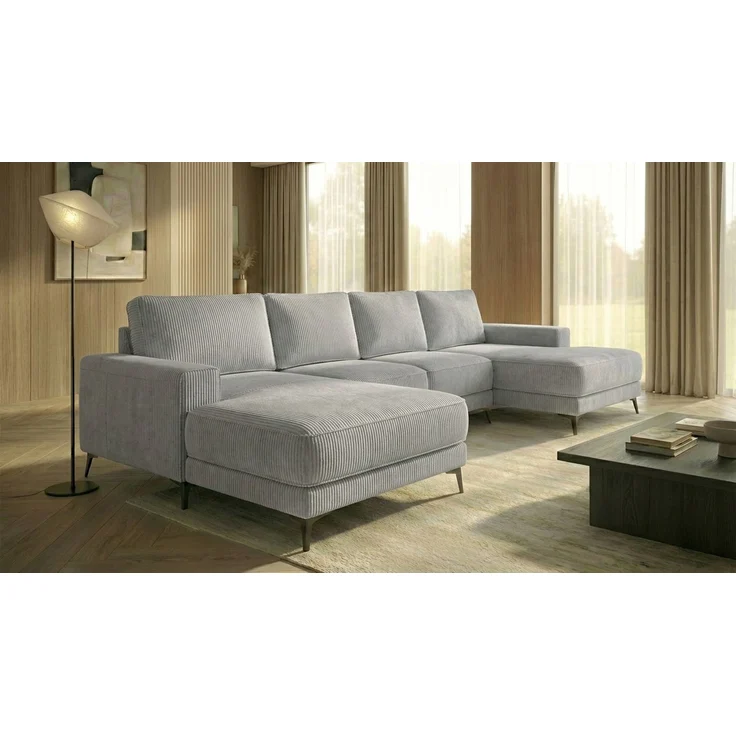 Ecksofa EINAR 362x170 cm mit Schlaffunktion, Bonellfederkern und Bettkasten, Farbe: Schwarz – Bild 1