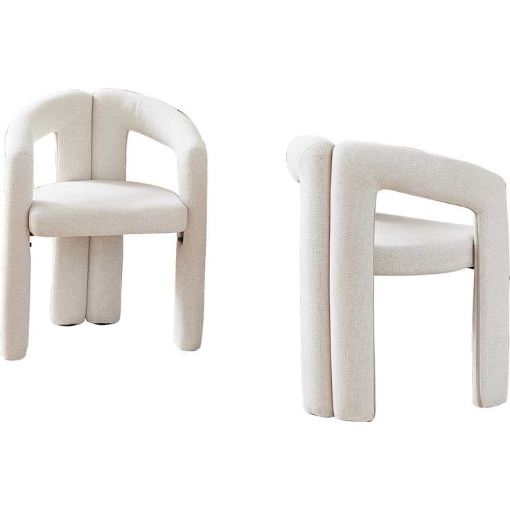 Esszimmerstuhl aus Chenille mit Armlehnen, 62x52x75 cm, Beige – Bild 5
