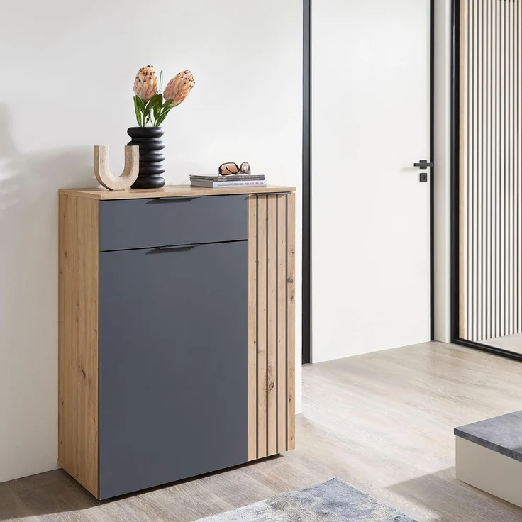HBZ Schuhschrank Volano in Anthrazit, BxHxT 80x103x38cm (1-St) Mit 2 Türen, 1 Schubkasten, 4 Einlegeböden, 3 feste Böden – Bild 2