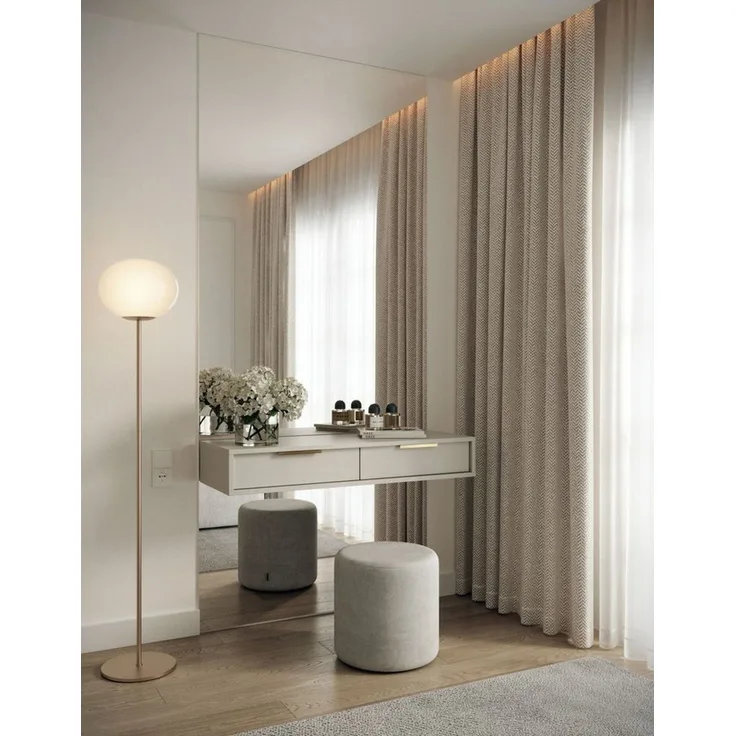 Selsey Schminktisch VIVIARO, Hängend mit 2 Schubladen, 110 cm, Kaschmirgrau, goldene Griffe