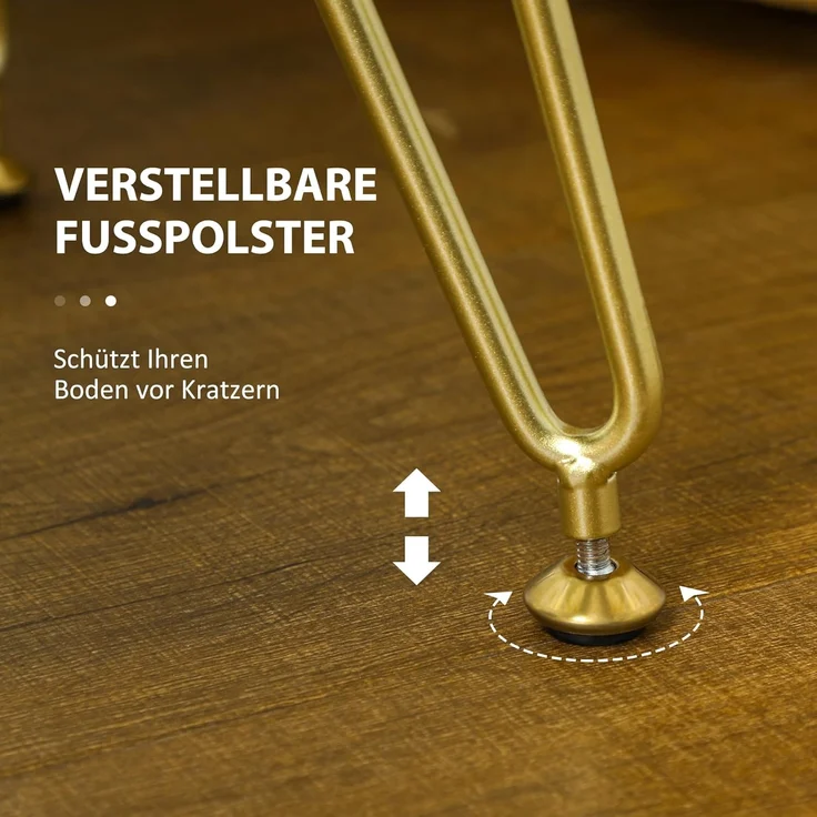 HOMCOM Fußhocker mit Samtoptik, gepolstertem Sitz, Metallbeine, Fußstütze (Sitzhocker, 1 St, Polsterhocker), für Wohnzimmer, Schlafzimmer, 76 x 38 x 41,5 cm, Cremeweiß – Bild 7