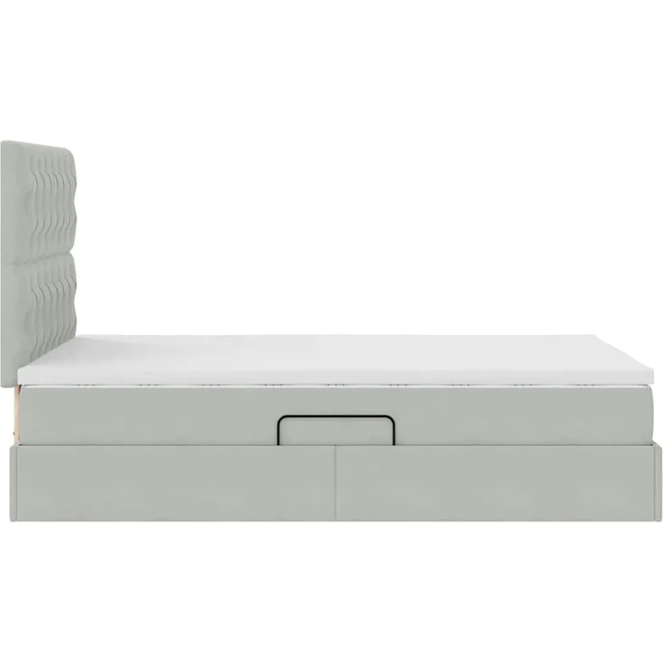 vidaXL Aufbewahrungsbett mit Matratze Hellgrau 120 x 200 cm Samt 3372081 – Bild 10
