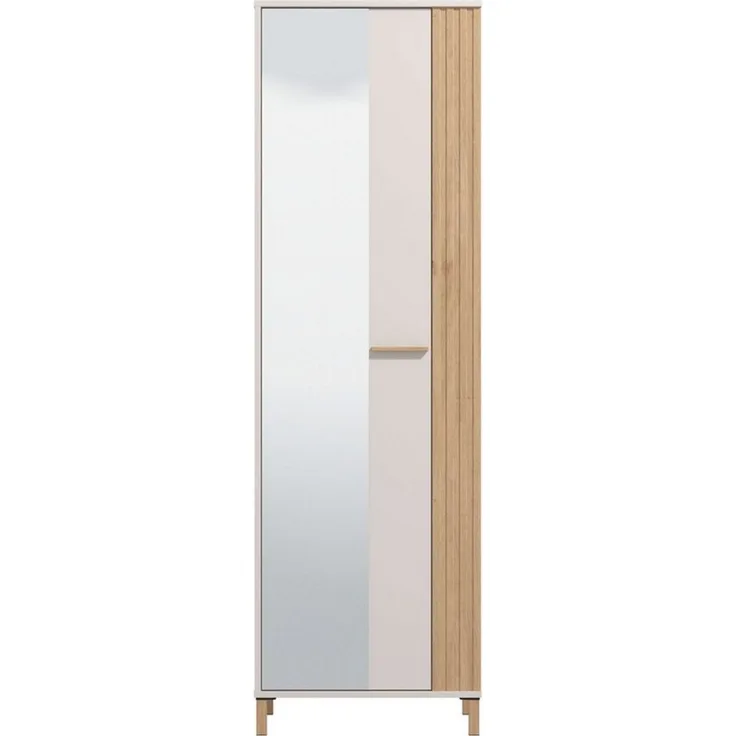 Home affaire Garderobenschrank Belfort, Kleiderschrank, Stauraumschrank, Flurschrank, Höhe 193 cm mit Kleiderstange, 5 Fächer, mit einem Spiegel, in Kaschmirfarbe