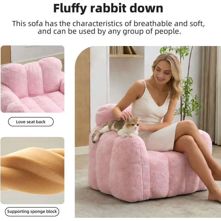 Love Bean Bag, Sitzsitz für Erwachsene, Ohne Montage sofort einsetzbar und leicht zu bewegen, geeignet für Wohnzimmer, Schlafzimmer und andere Umgebungen--Rosa--90x105x75cm--YOUDENOVA – Bild 10