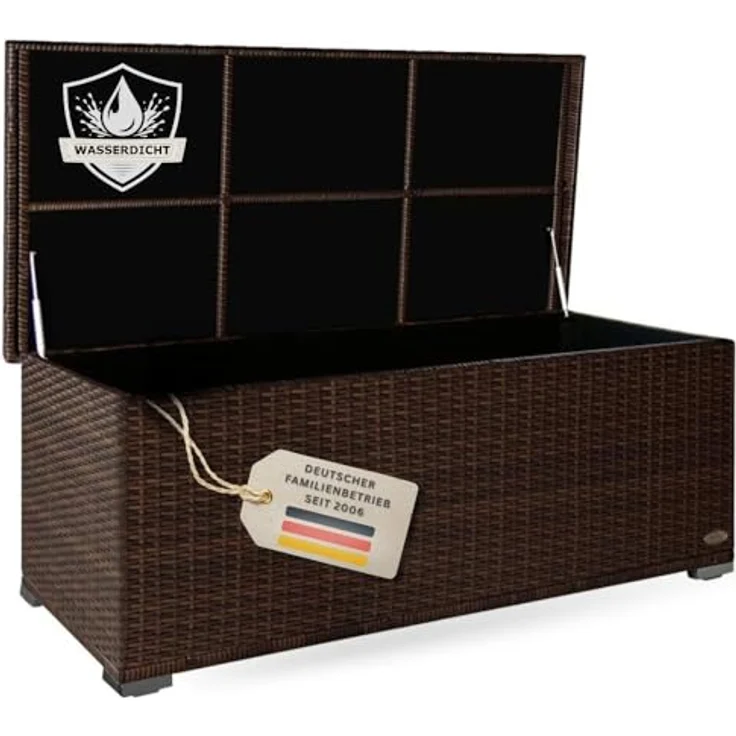 RS Trade 'Sienna' XL Kissenbox mit Doppel-Hubautomatik und Innenverkleidung, ca. 650 Liter, Polyrattan java braun, 60 x 73 x 155 cm – Bild 2