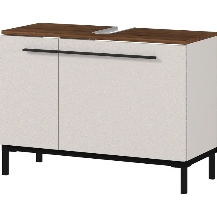 GERMANIA Waschbeckenunterschrank Yonkers Hochwertige ABS-Kanten, Steggriffe und hohe Füße aus Metall