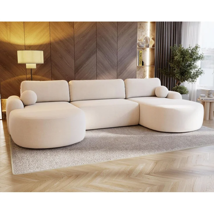 Compleo Ecksofa Design U-Form Ecksofa Bouclé, luxuriöses, runde Formen OLIO, Modern Wohnzimmer, komfortables Couch – Bild 1