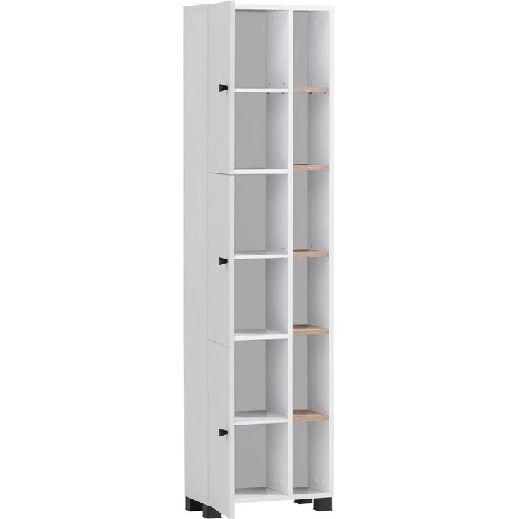 Schildmeyer Hochschrank Balto, Holzwerkstoff, Kreideweiß/Wildeiche Dekor, 44,9 x 23,4 x 167,6 cm – Bild 2