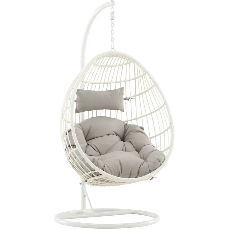 Gardenson Hängesessel, Weiß, aus Rattan und Holz, 95x196x95 cm, Gartenmöbel