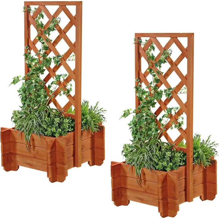 2x Rosenbogen + Pflanzkübel Pergola Spalier Blumenkübel Rankhilfe Torbogen Holz – Bild 2