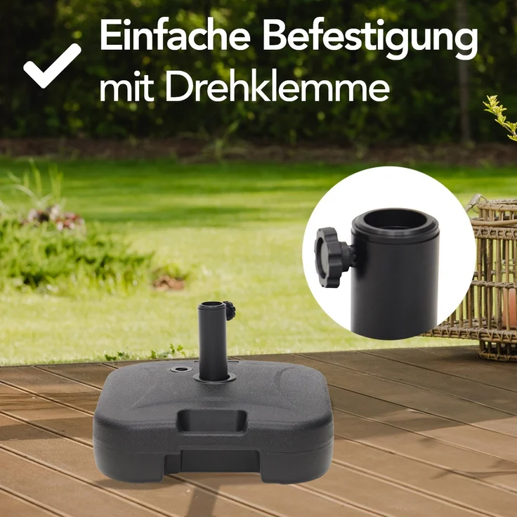 Brixy Sonnenschirmständer - Befüllbar - 40KG - Kompakt und Stabil - Sonnenschirmhalter - Kunststoff - Anthrazit – Bild 8