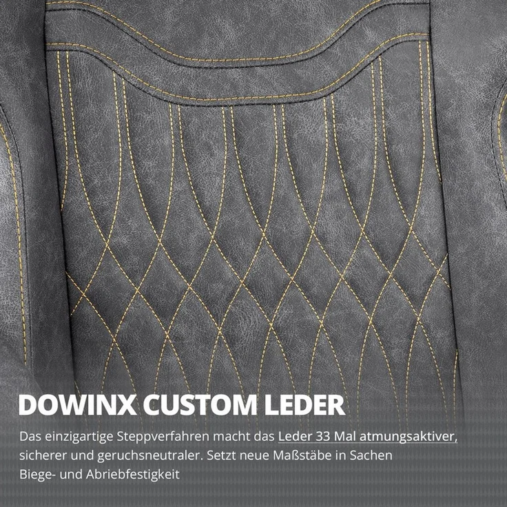 Dowinx Gaming-Stuhl mit Frühling Kissen,Racing Gamer Stuhl mit Massage Lendenwirbelstütze (Packung), Ergonomischer Gaming Sessel mit Fußstütze Bürostuhl PU Leder – Bild 4