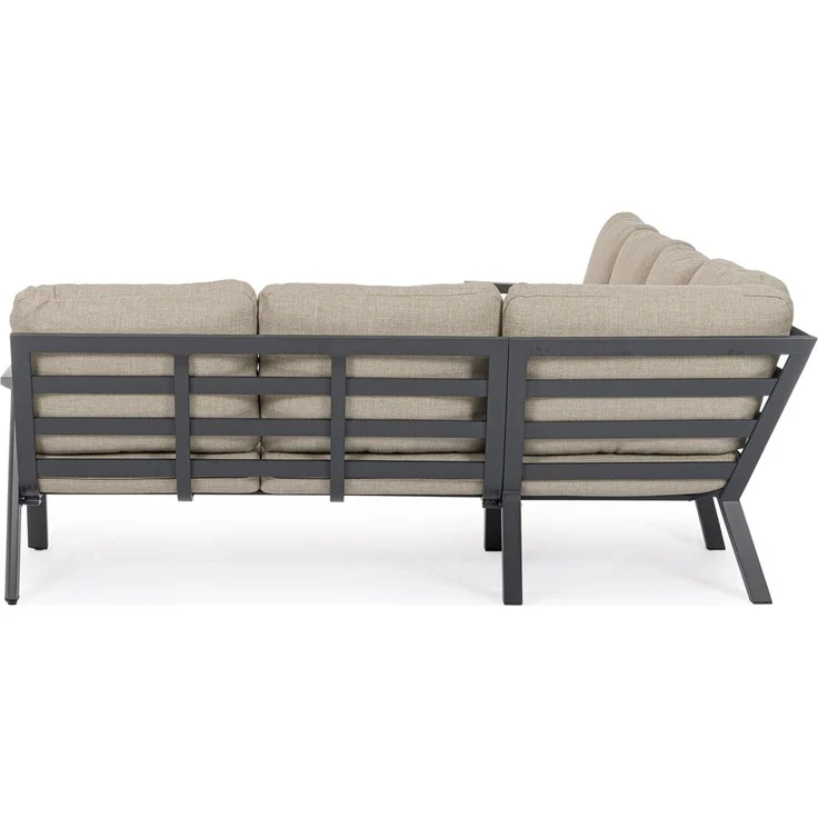 Gartenecksofa Oinimola - Aluminium Anthrazit, Olefin-Stoff Taupe – Bild 5