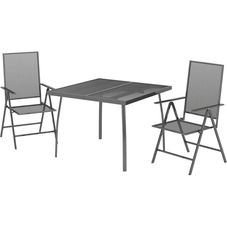 Garten Essgruppe 2 Personen Stühle Gartentisch Balkon klappbare Stahl 3-tlg – Bild 3