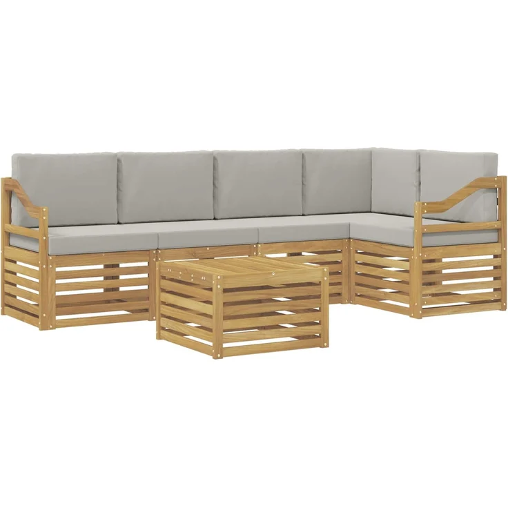 vidaXL Outdoor-Sofagarnitur 6 stk. 5-Sitzer Weiß und Hellgrau 3391891 – Bild 2