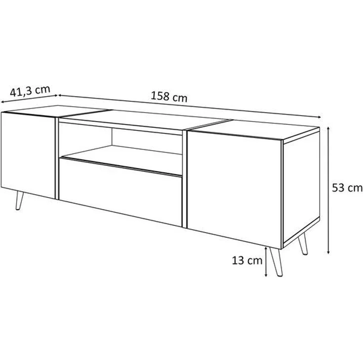 Lookway Lowboard ONYX TV-Schrank auf goldenen Beinen Hochglanz 158 cm – Bild 4