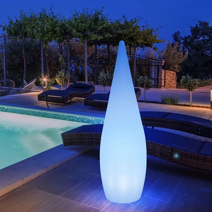 RGB LED Stehleuchte, Tropfen Design, Fernbedienung, H 120 cm – Bild 6